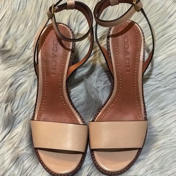 coach mid heel sandal with tea rose